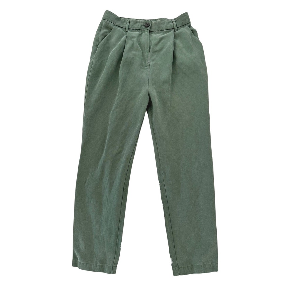 MARA HOFFMAN Dita Pleated Tencel And Linen-Blend Twill Tapered Pants size 8